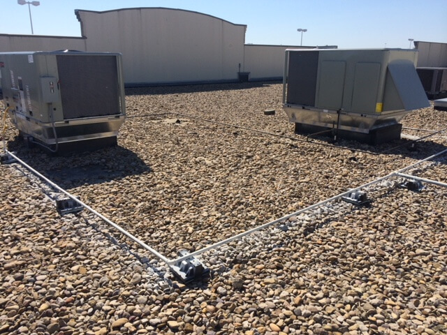 Commercial A/C units on roof of building